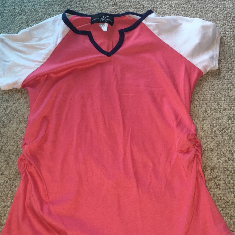 Hot pink v-neck shirt